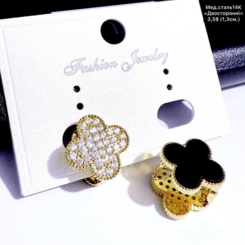 Сережки мед.сталь14К 10736 (1.3см) «двосторонні»